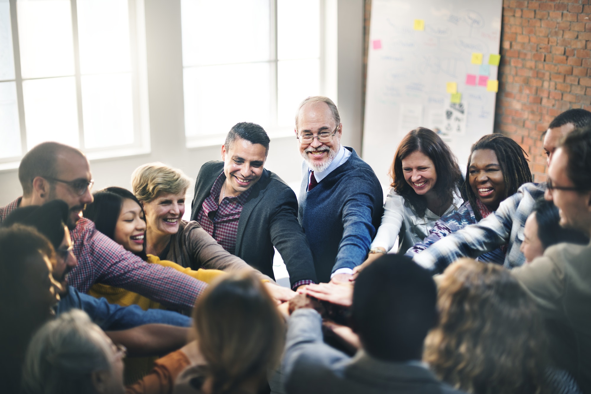 Joined hands for teamwork